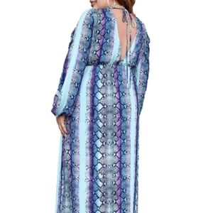 NWT Perfectly Priscilla Get You Back Multi Color Snake Print Maxi Dress